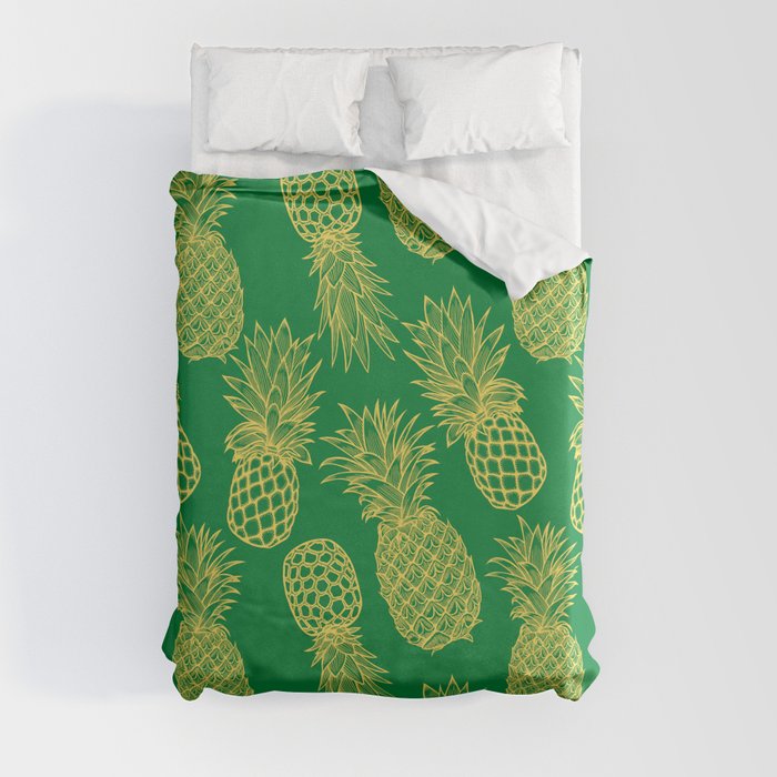 Fresh Pineapples Green & Yellow Duvet Cover