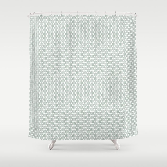 Gray Green And White Hexagonal Block Print Pattern Shower Curtain By Itsjensworld