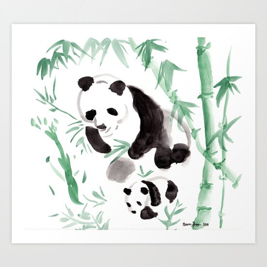 Panda Family Art Print