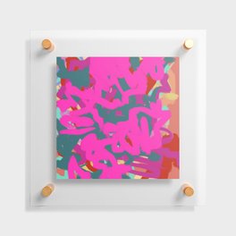 Fuchsia Pink, Teal Green & Orange Rust Thick Abstract Floating Acrylic Print