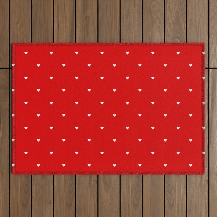 Small Red Heart Pattern Outdoor Rug