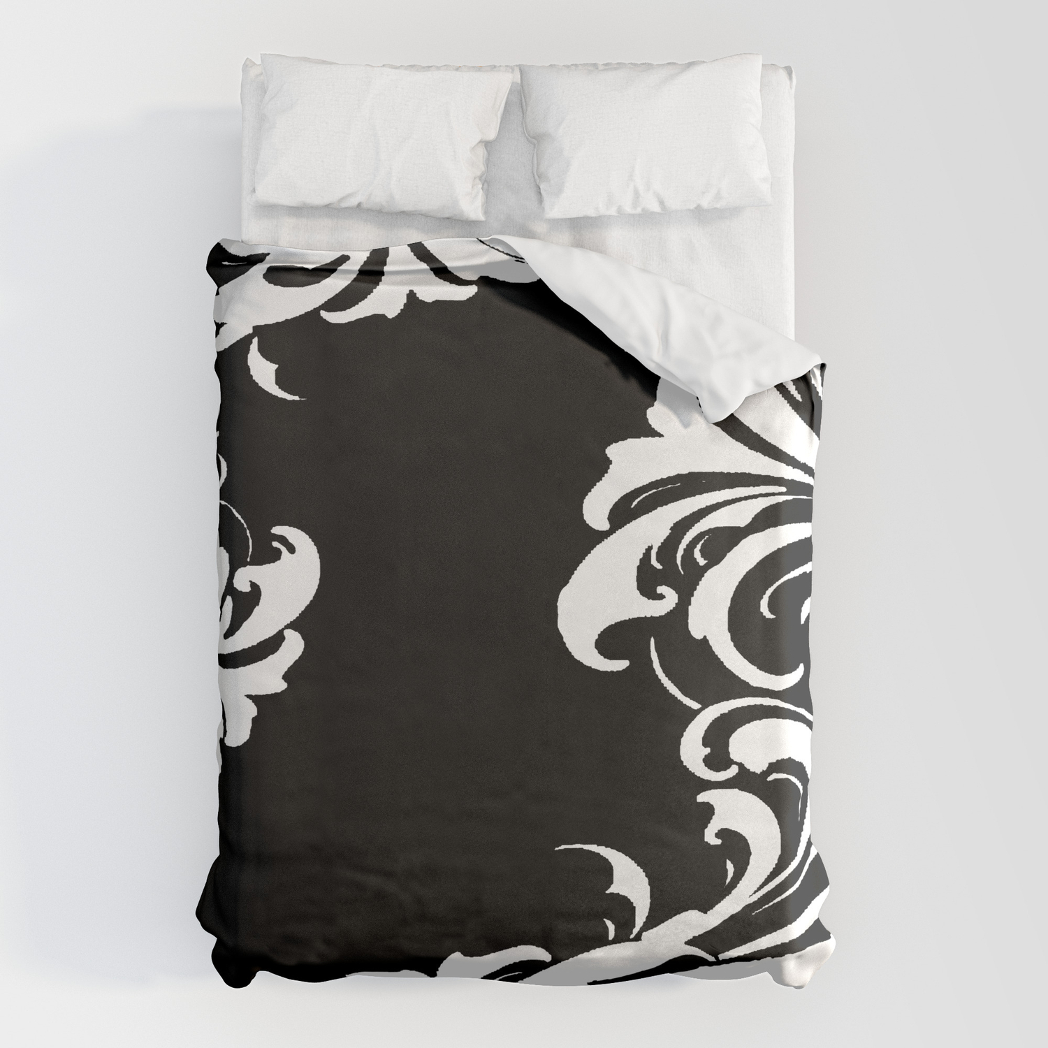 Damask Black And White Victorian Leaf 1 Duvet Cover By Saundra Myles Society6 Damask Black And White Victorian Leaf