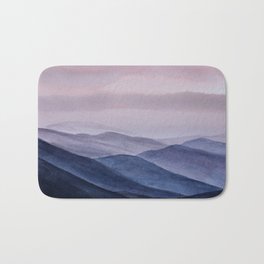 Mountains in Pink and Purple  Bath Mat | Peaceful, Delicate, Landscape, Blueridgemountains, Painting, Soft, Calm, Watercolor, Northcarolina, Purple 