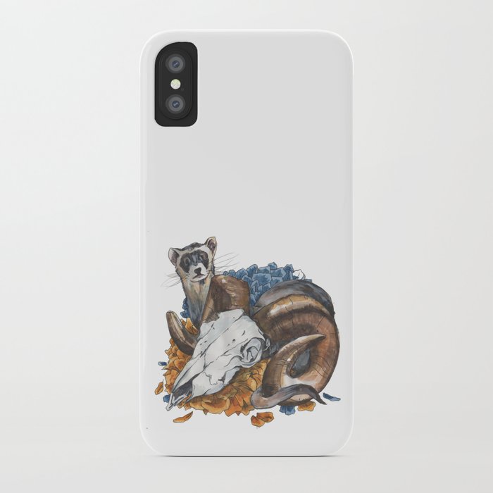 ferret and skull iPhone Case