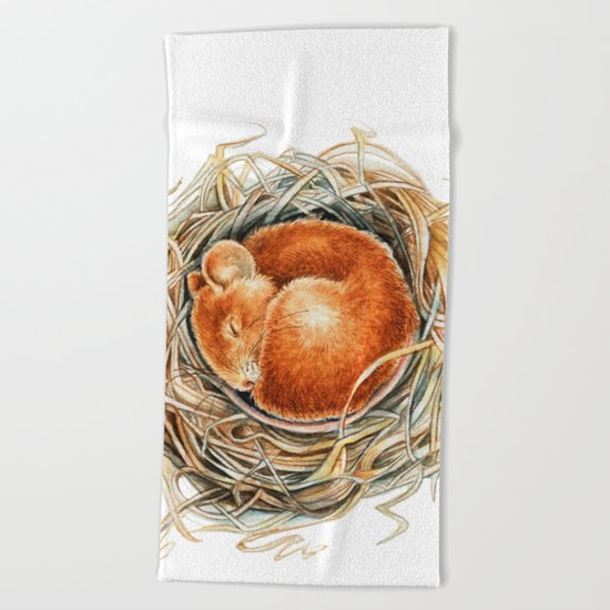 Mouse in the nest Beach Towel