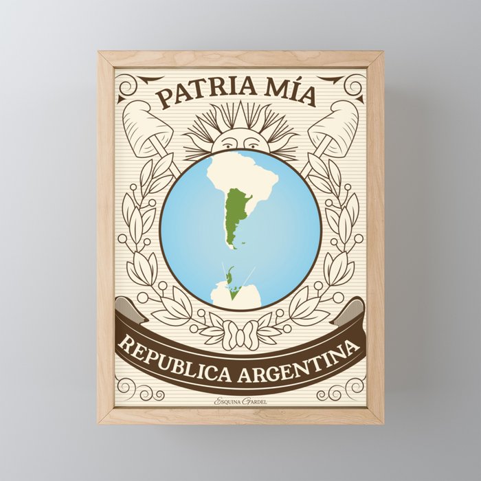 Estampilla Republica Argentina Patria Mia Framed Mini Art Print