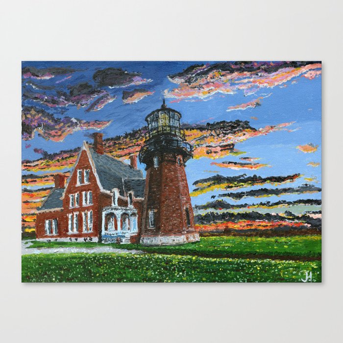 Block Island South Lighthouse Painting Canvas Print