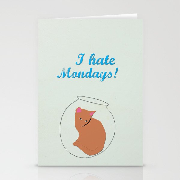 Anchorman 2 - I hate Mondays Minimalist design. Cat Stationery Cards