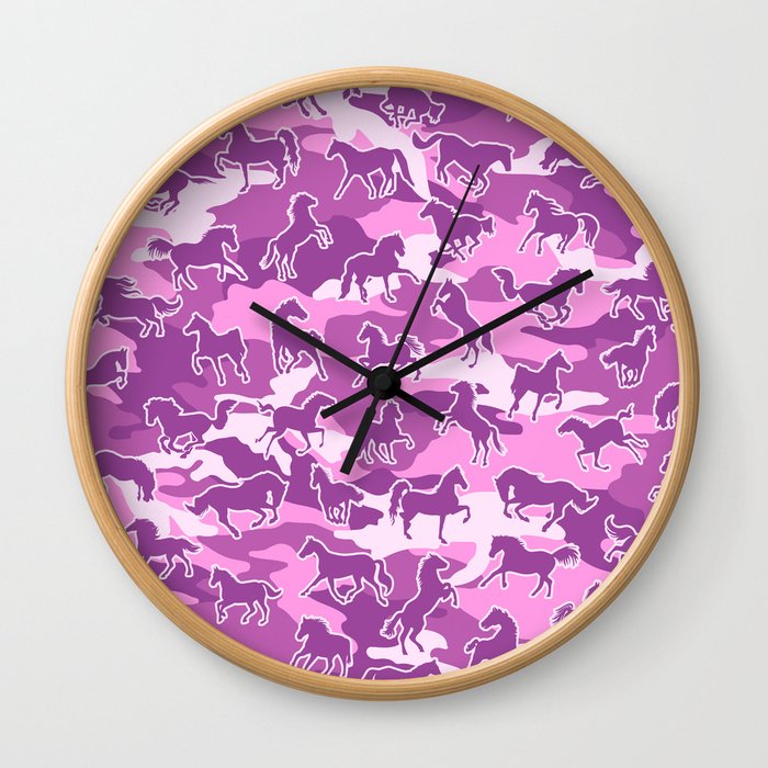Horse Camo PINK Wall Clock