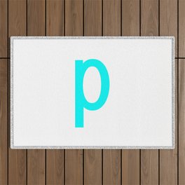 LETTER p (CYAN-WHITE) Outdoor Rug