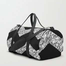 Modern Black And Silver Zigzag Chevron Pattern Duffle Bag
