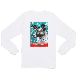 1950s Laika Space Dog Russian Matchbox Label Long Sleeve T-shirt