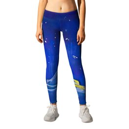 Handpainted Mosque Blue Night Background Leggings