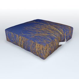 Glimmering Golden Willow Outdoor Floor Cushion | Bluesky, Photo, Branches, Digital, Gold, Willowbranches, Color, Spring, Blue, Silhouette 