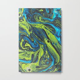 Alien Green Metal Print | Fluid, Aqua, Nature, Beautiful, Trendy, Graphicdesign, Pattern, Unusual, Dream, Modern 