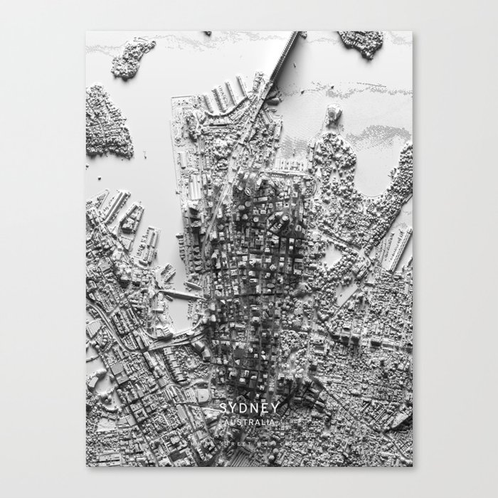 Sydney 3D Map Canvas Print