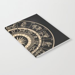 Vintage Zodiac & Astrology Chart | Charcoal & Gold Notebook