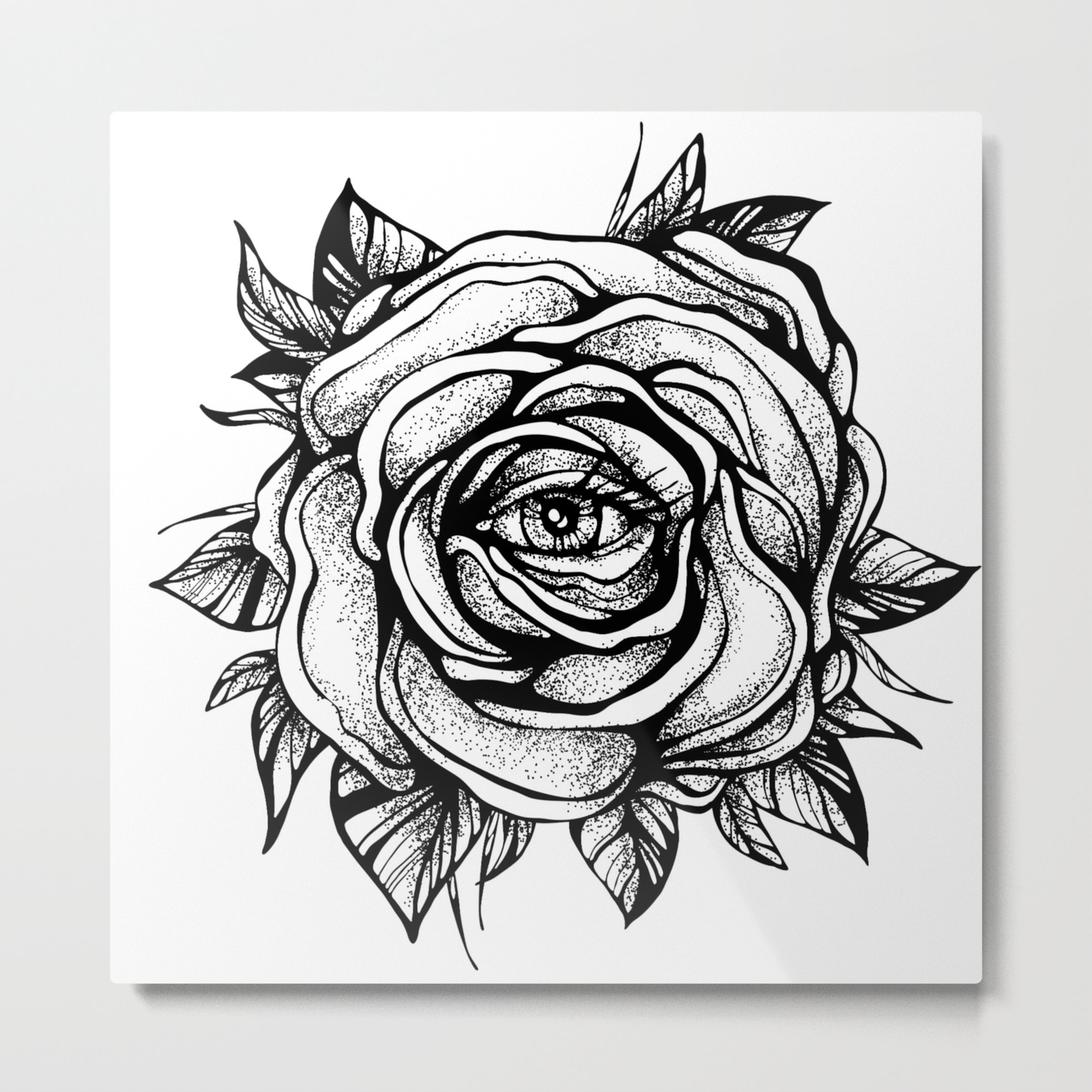 Black Rose Flower With The Eye Metal Print By Arinasavelieva Society6