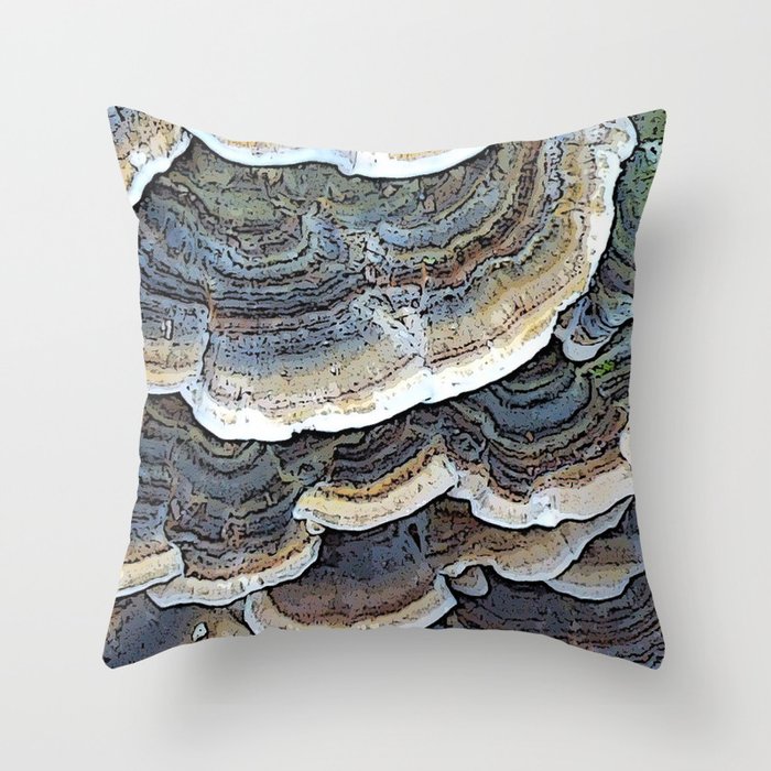 Turkey Tail Fungi Throw Pillow