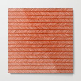 Rust Brown Small Herringbone Metal Print | Autumn, Zigzag, Knit, Abstract, Herringbone, Feather, Pattern, Warm, Boho, Stripes 