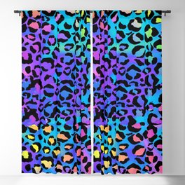 Holographic Rainbow Leopard Print Spots on Bright Neon Blackout Curtain