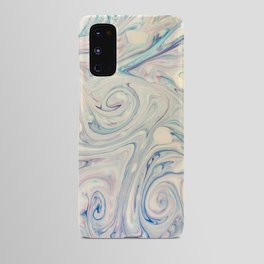 White Blue Pink Modern Abstract Fluid Marbling Art Android Case