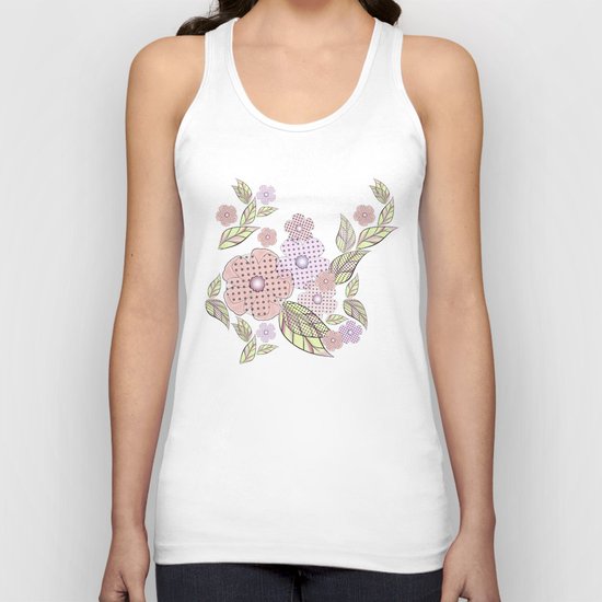 Flowers in polka dots. Unisex Tank Top