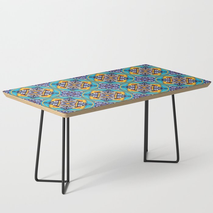 blue yellow tile moroccan pattern Coffee Table