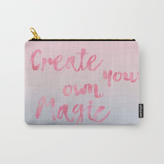 Create Magic inspirational typography pastel watercolor Carry-All Pouch