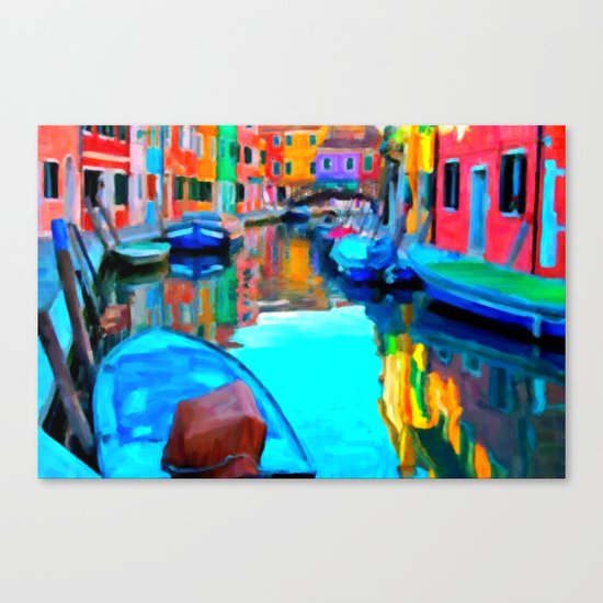 Colors In Venice - Painting Style Canvas Print