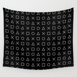 gamer pattern black and white  - gaming design black Wall Tapestry