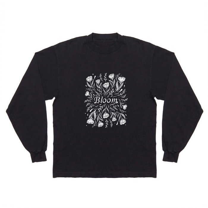 Bloom - Black and White Long Sleeve T Shirt