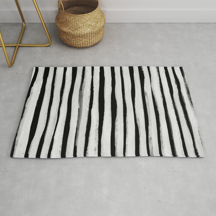 Black and White Stripes II Rug by Paraschiv Society6