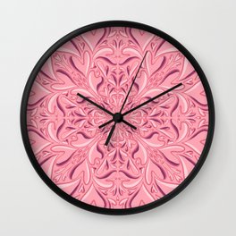 Organic Shaped Hearts Mandala - Blushing Pinks - Blossom - Coral - Rose Gold - Love Wall Clock