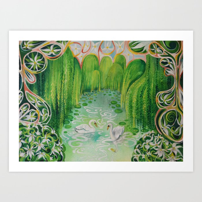 Dreamy Swan Lake Art Print