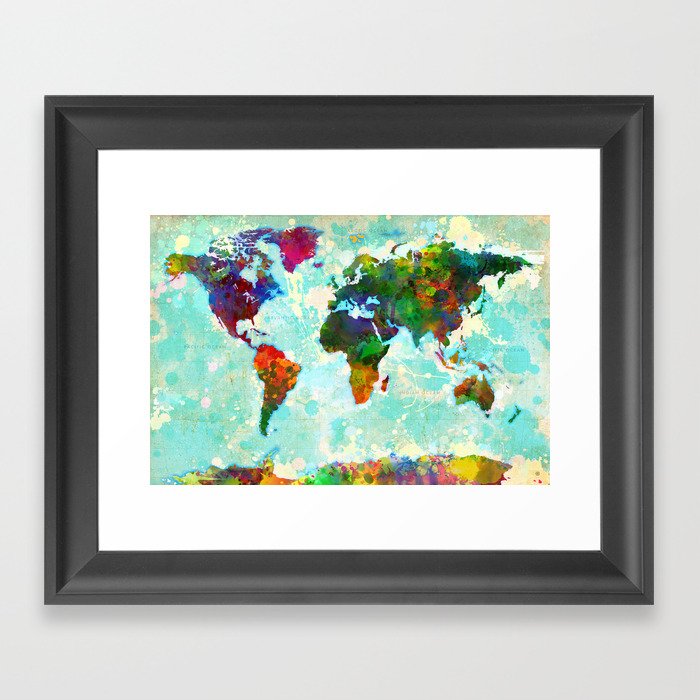 Abstract Map Of The World Framed Art Print By Redssr03