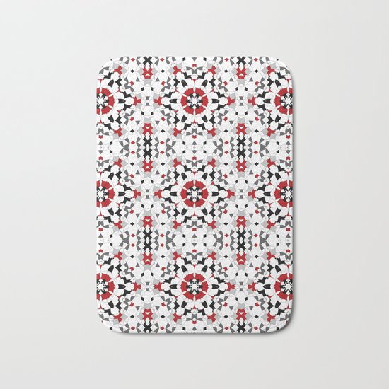 Ornament red , black , white Bath Mat