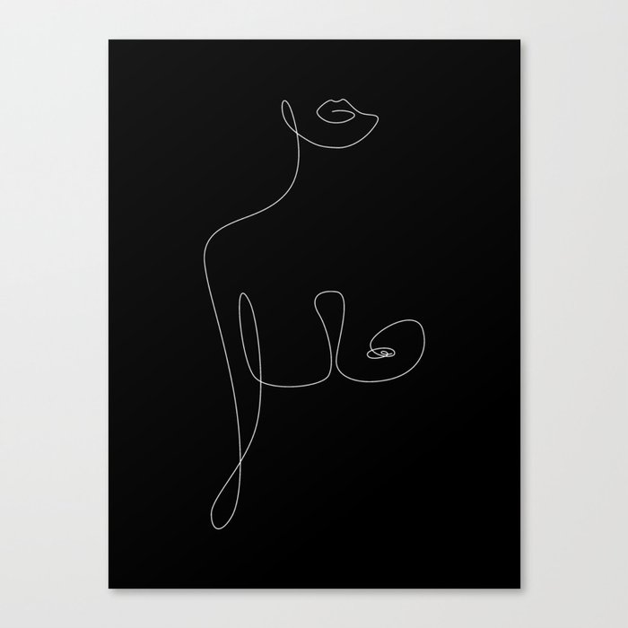 Lip To Nip Night / Naked woman drawing Canvas Print