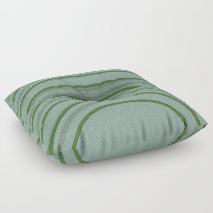 Green Imperfect Rainbow Arch Lines Floor Pillow