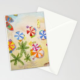 Summer at the beach with palmtrees Stationery Cards