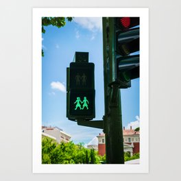 0000341 Traffic light shows support for LGBQT rights Madrid Spain 3444 Art Print