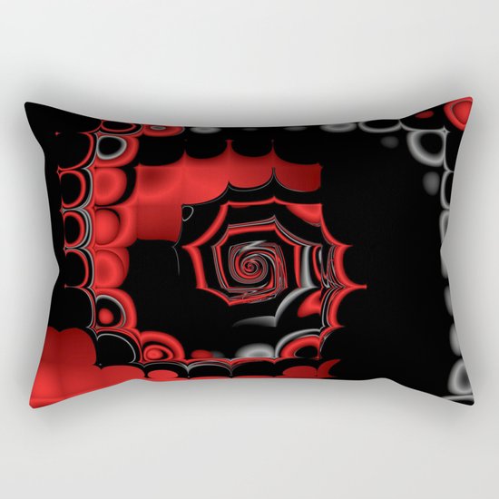 TGS Fractal Abstract in Red and Black Rectangular Pillow