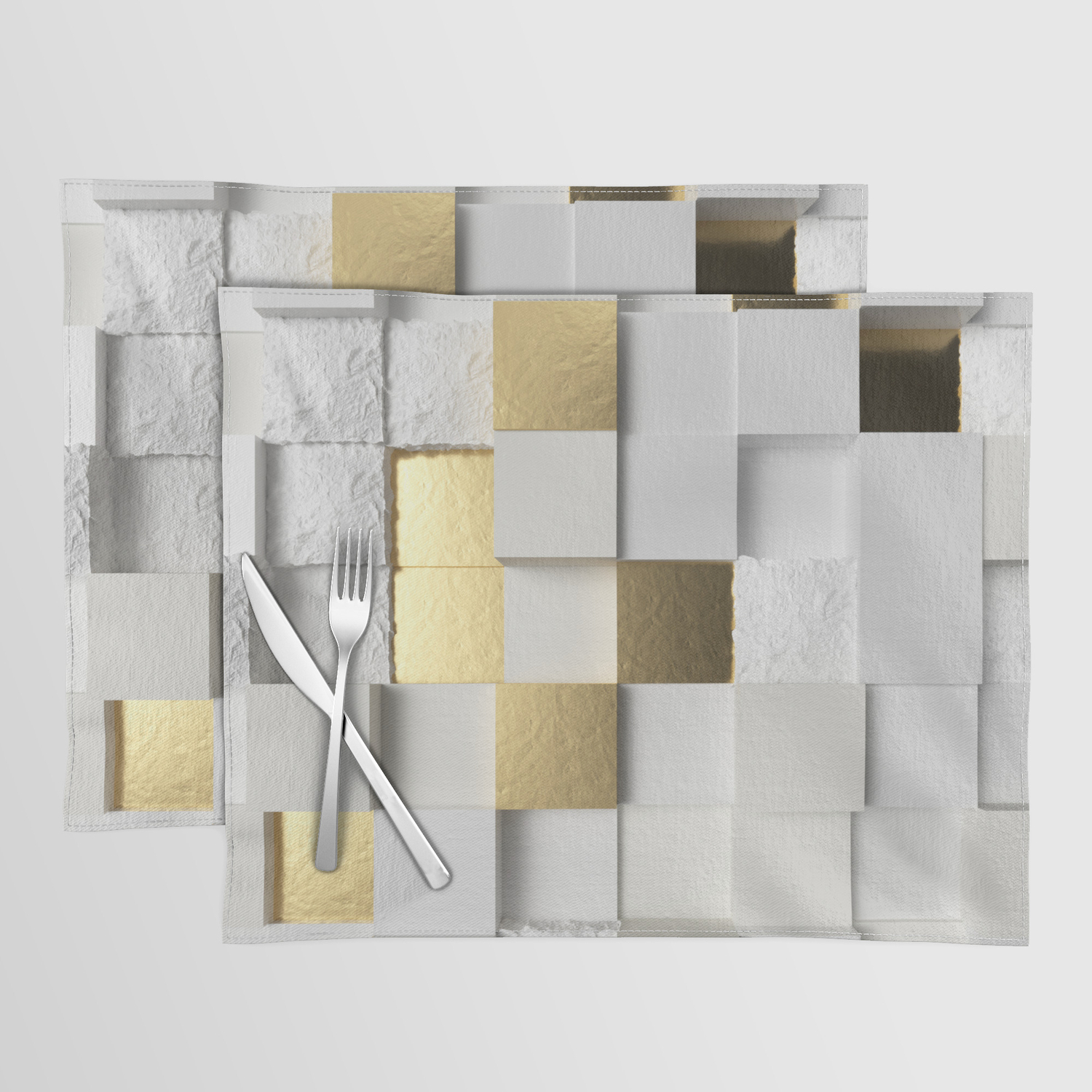 Elegant Cube wall 3D art- white and gold Placemat