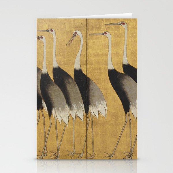 Red Crowned Cranes Vintage Japanese Nature Art Stationery Cards