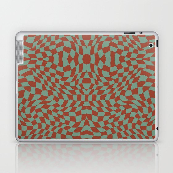 Jakarta red brown and olive checker symmetrical pattern Laptop & iPad Skin