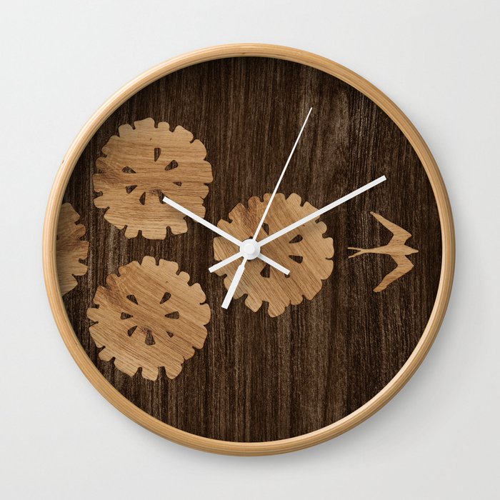 Iwa bird style 2 tropical wood  Wall Clock