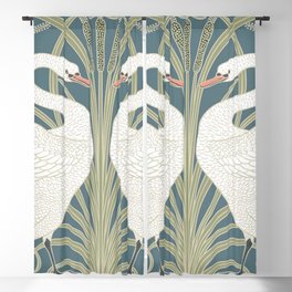 Walter Crane Swans Rush and Iris Vintage Swan Design Blackout Curtain