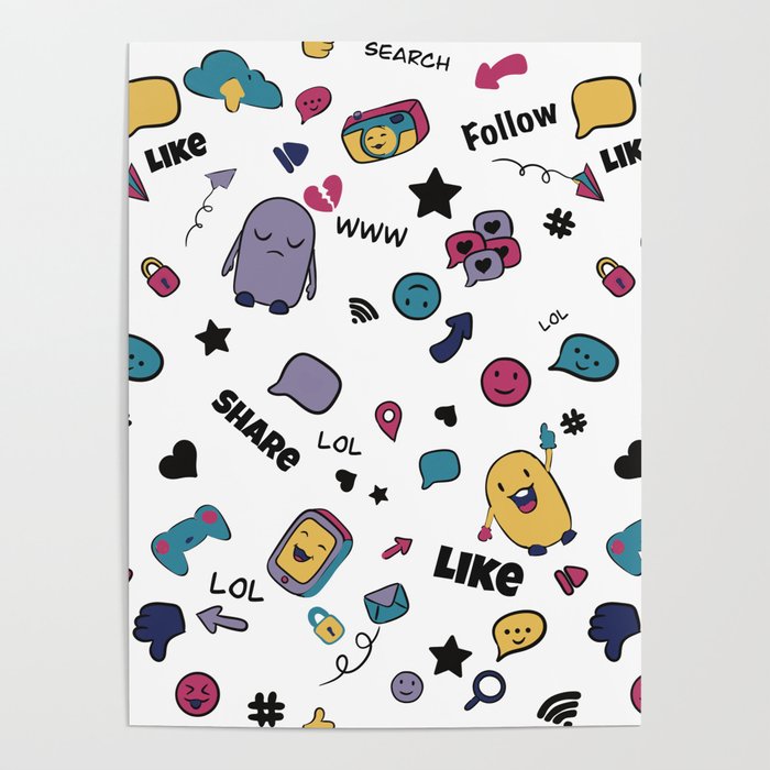 Social media cute graphic pattern Poster