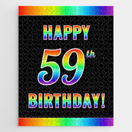 [ Thumbnail: Fun, Colorful, Rainbow Spectrum “HAPPY 59th BIRTHDAY!” Jigsaw Puzzle ]
