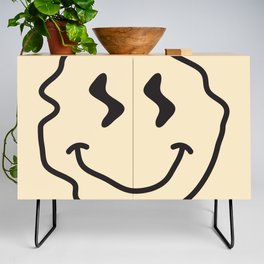 Wonky Smiley Face - Black and Cream Credenza